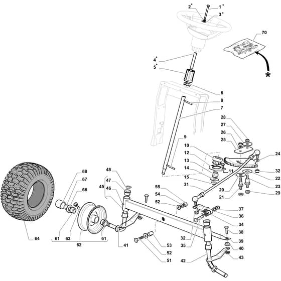 OM 84/14.5 K H - 2017 - Oleo-Mac Ride On Mower Steering arm Diagram