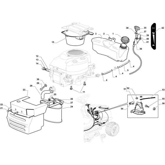 OM 84/14.5 K H - 2017 - Oleo-Mac Ride On Mower Tank, muffler and guards Diagram