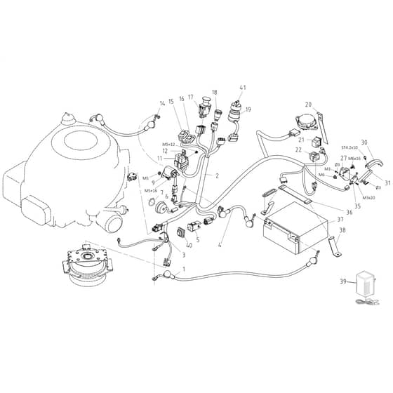 OM 86R/12.5 KM - 2025 - Oleo-Mac Ride On Mower Electrical Parts Diagram