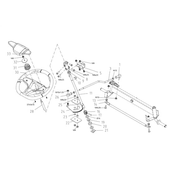 OM 86R/14.5 KM - 2024 - Oleo-Mac Ride On Mower Steering arm Diagram
