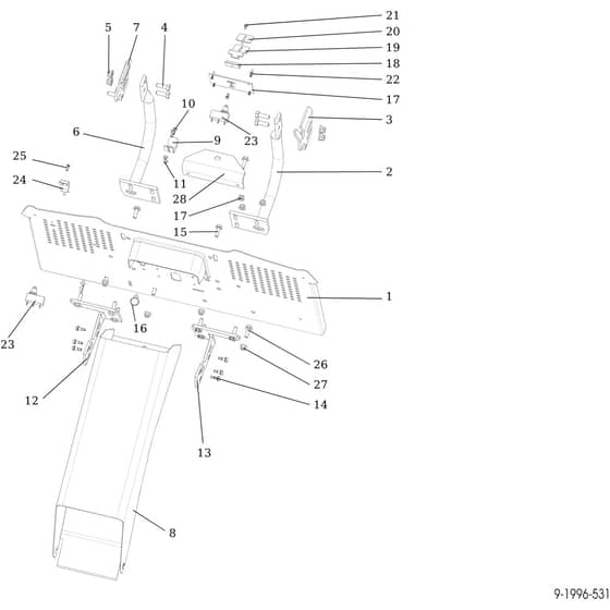 OM 92/16KH (K1600AVD) - 2019 - Oleo-Mac Ride On Mower Chute and collector assy Diagram