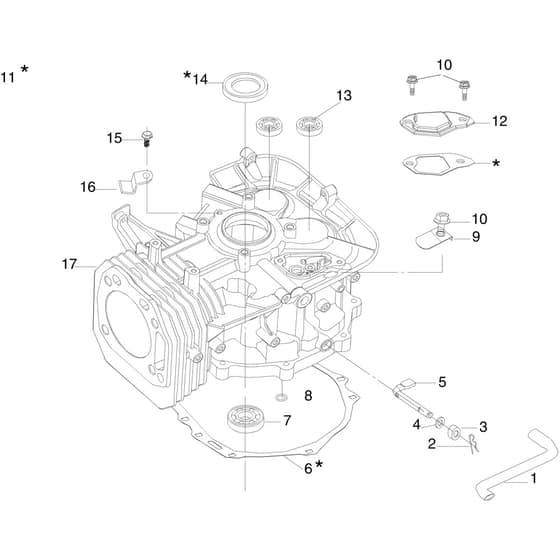 OM 92/16KH (K1600AVD) - 2024 - Oleo-Mac Ride On Mower Cylinder and crankcase Diagram