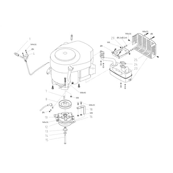 OM 92R/19 K V - 2025 - Oleo-Mac Ride On Mower Engine Diagram