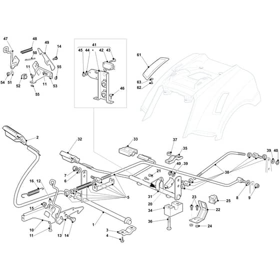 OM 93/16 K - 2019 - Oleo-Mac Ride On Mower Brake and Gearbox Controls Diagram