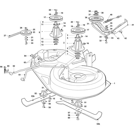 OM 93/16 K - 2019 - Oleo-Mac Ride On Mower Mowing Deck Diagram