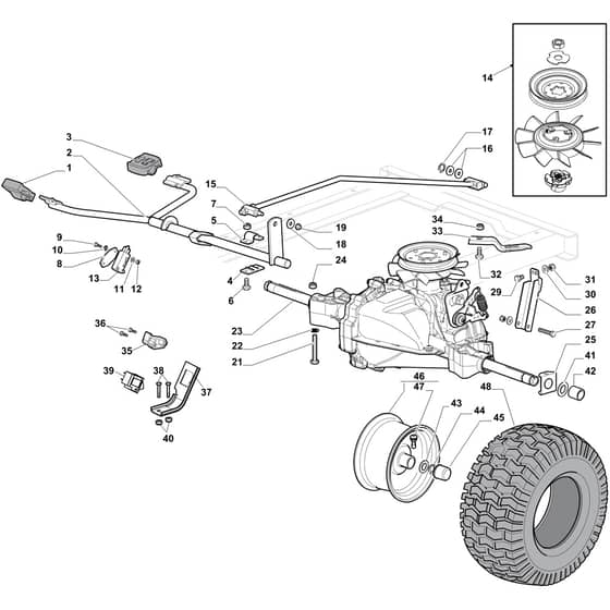 OM 98L/14.5 K H - 2017 - Oleo-Mac Ride On Mower Transmission Diagram