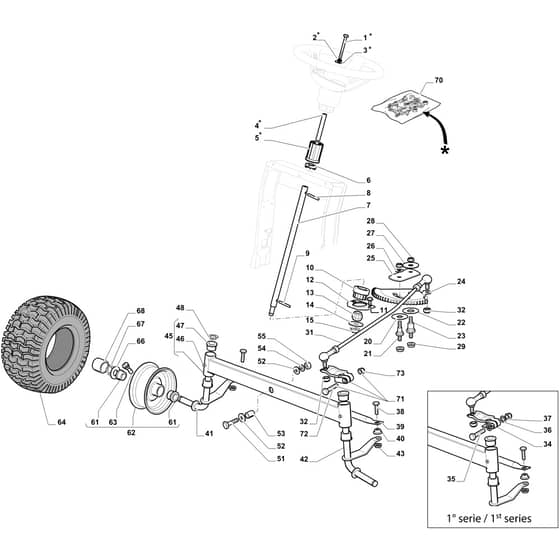 OM 98L/14.5 K H - 2019 - Oleo-Mac Ride On Mower Steering arm Diagram