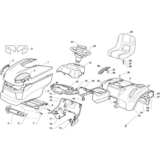 OM 98L/14.5 K H - 2022 - Oleo-Mac Ride On Mower Body Diagram