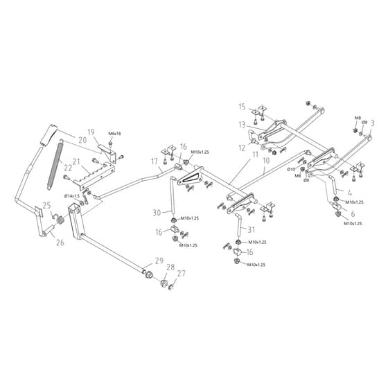 OM 99L/14.5 K M - 2024 - Oleo-Mac Ride On Mower Cutting Plate Lifting Diagram