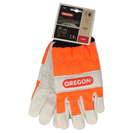 Genuine Oregon Chainsaw LH Protection Leather Gloves - Size 10 - 91305L