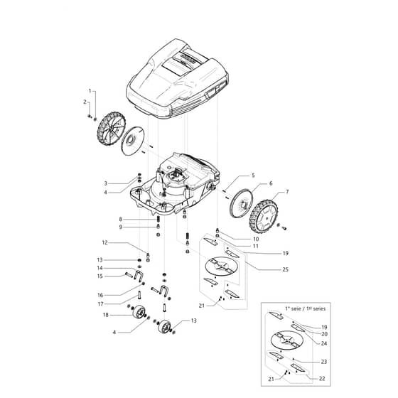 ORION 1200 - Oleo-Mac Robot Mower Cutting plate assembly Diagram