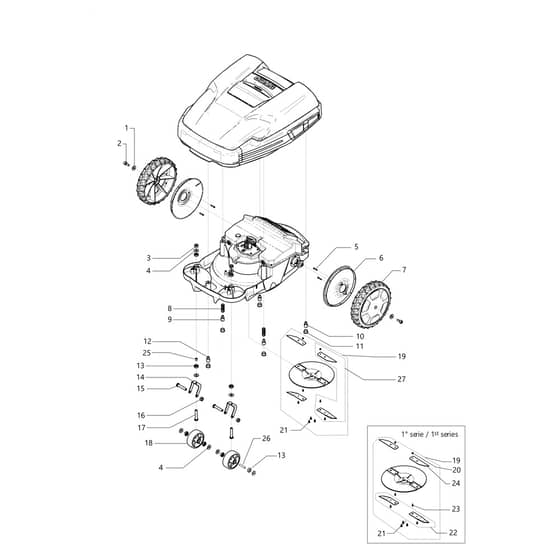 ORION 700 - Oleo-Mac Robot Mower Cutting plate assembly Diagram