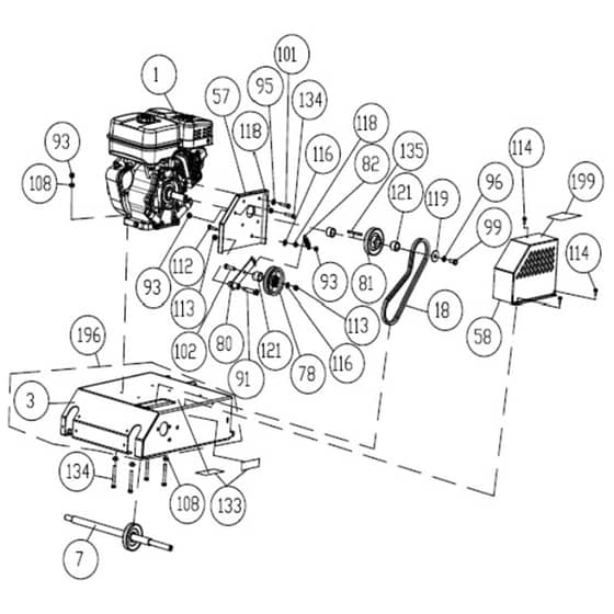 Billy Goat OS900SPH - Overseeders & Power Rakes Main Diagram