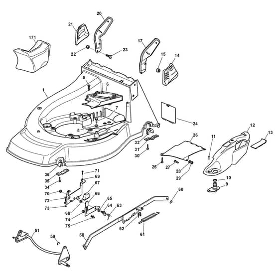 PAN 504 TR-H - 2015-2019 - 295505033/15 - Castel Garden Rotary Mower Deck and Height Adjusting Diagram