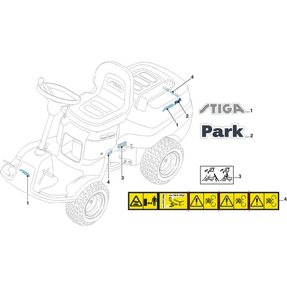 PARK 300 C - 2024-2025 - 2F5820425/ST1 - Stiga Front Mower Labels Diagram