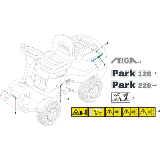 PARK 300 M - 2016-2024 - 2F5820241/S16 - Stiga Front Mower Labels Diagram