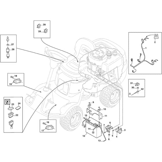 PARK 300 MC - 2024-2025 - 2F5820245/ST1 - Stiga Front Mower Electric Parts Diagram