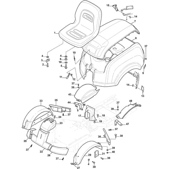 PARK 340 PWX - 2018-2019 - 2F6130621/S18 - Stiga Front Mower Body Diagram