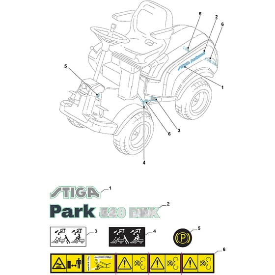 PARK 420 - 2016-2017 - 2F6020421/S16 - Stiga Front Mower Labels Diagram