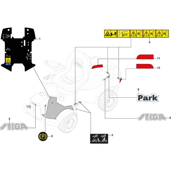 PARK 500 WX - 2025 - 2F6130535/ST2 - Stiga Front Mower Labels Diagram