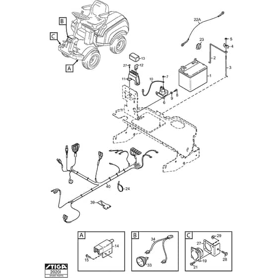 PARK 520 DP - 2014-2015 - 13-6318-31 - Stiga Front Mower Electric Parts Diagram