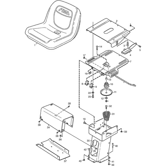 PARK 520 L - 2014 - 13-6311-12 - Stiga Front Mower Seat Diagram