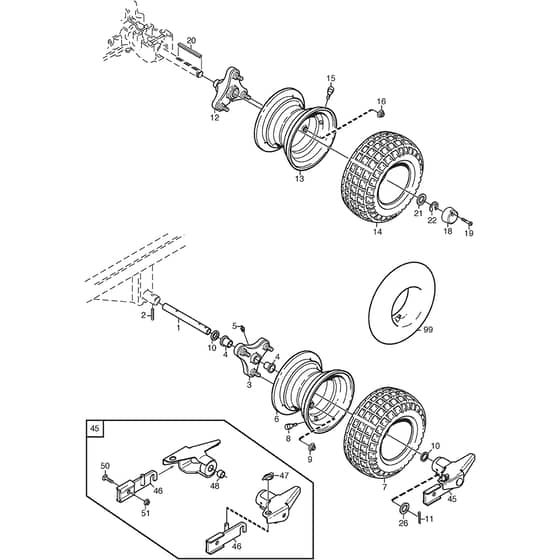 PARK 520 P - 2015-2020 - 2F6220610/S15 - Stiga Front Mower Wheel Diagram