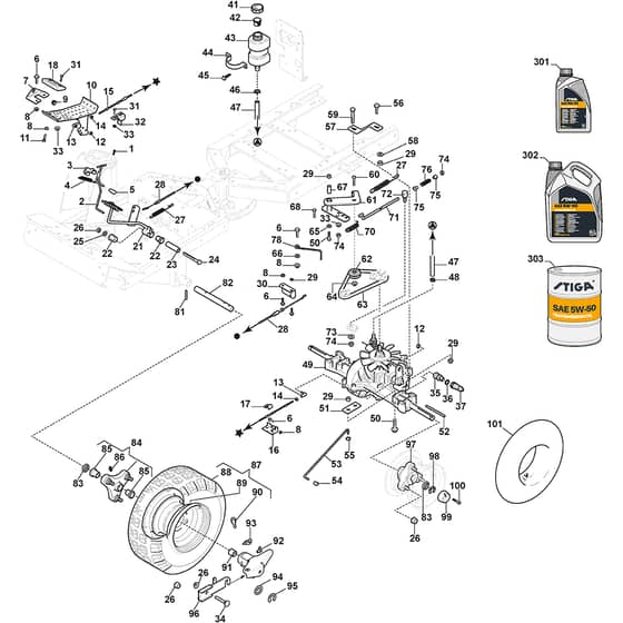 PARK 720 PW - 2016-2020 - 2F6220621/S16 - Stiga Front Mower Transmission Diagram