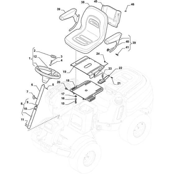 PARK PRO 340 IX - 2016-2020 - 13-6451-11 - Stiga Front Mower Seat Diagram