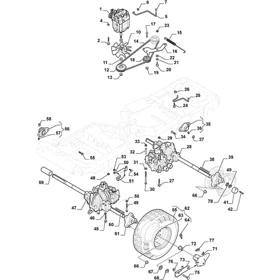 PARK PRO 340 IX - 2016-2020 - 13-6451-11 - Stiga Front Mower Transmission 01 Diagram