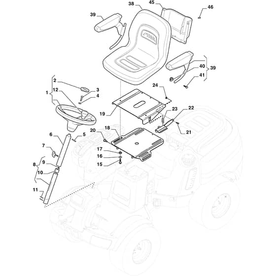 PARK PRO 340 IX - 2021 - 2F6430621/ST1 - Stiga Front Mower Seat Diagram