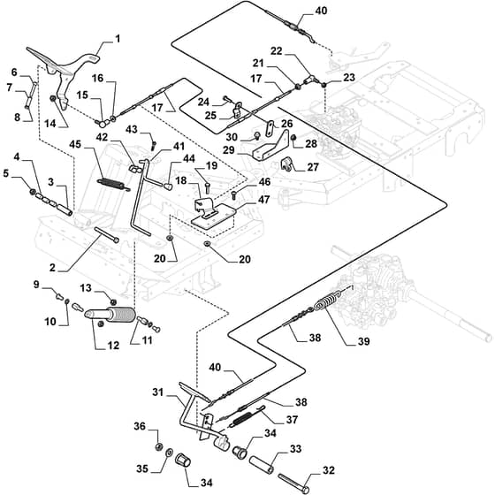 PARK PRO 740 IOX - 2020-2022 - 2F6430931/ST1 - Stiga Front Mower Foot Controls Diagram
