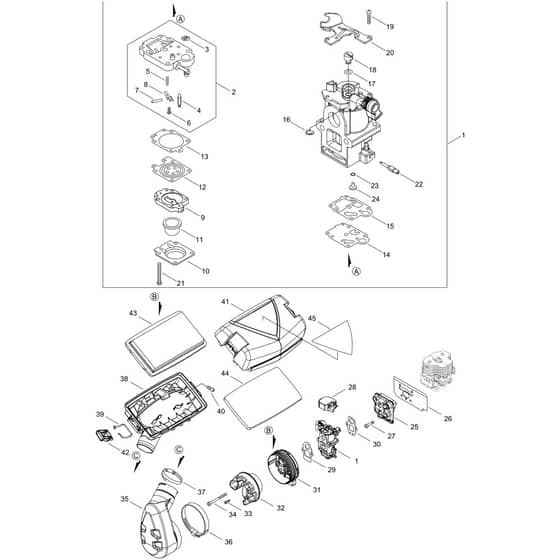 Echo PB-9010T Air cleaner, carburetor