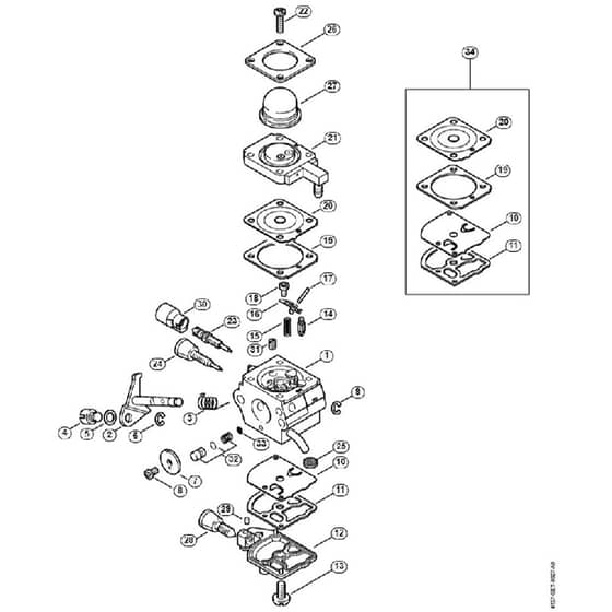 Genuine Stihl PC70 / F - Carburetor 4137/22