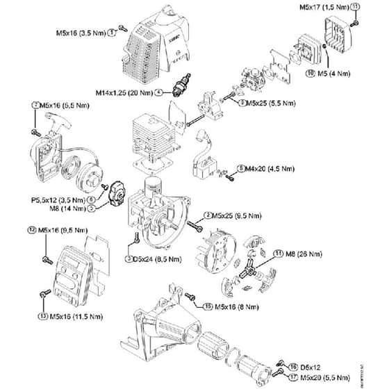 Genuine Stihl PC70 / R - Tightening torques