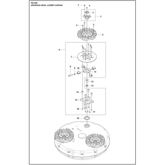 Husqvarna PG 8 DR - 970605303 - Grinding Head, Lower