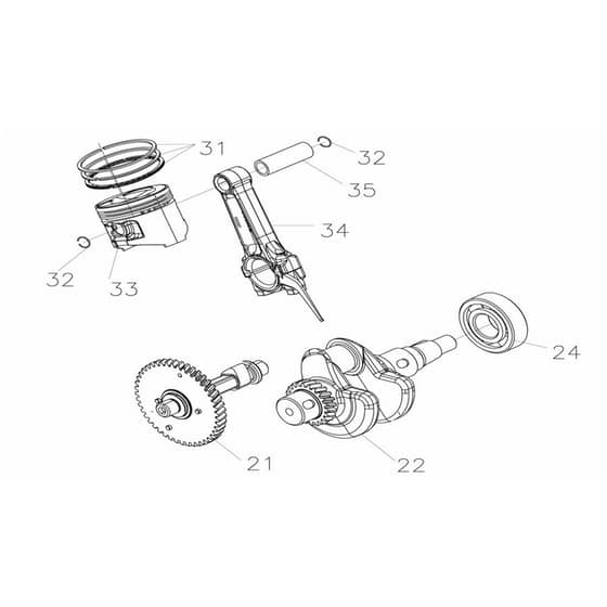 PGE 23i S -  - Efco Generator Crankshaft and piston Diagram