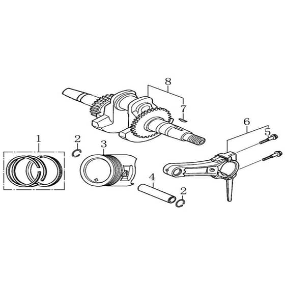 PGE 25 DCS -  - Efco Generator Crankshaft and piston Diagram