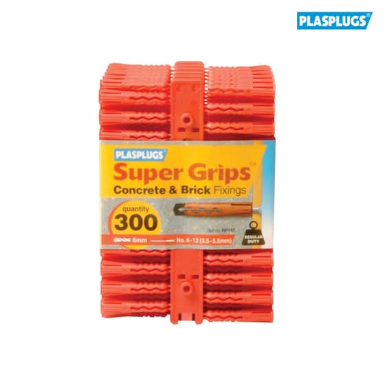 Plasplugs RP 187 Solid Wall Super Grips Fixings Red (300) - RP187