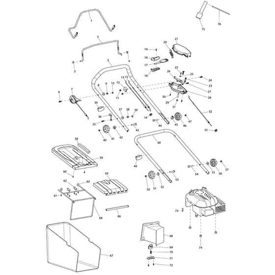 Makita PLM4622N2 - Petrol Lawn Mower - Power Tool 01 Diagram