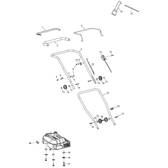 Makita PLM5120N2 - Petrol Lawn Mower - Power Tool 01 Diagram
