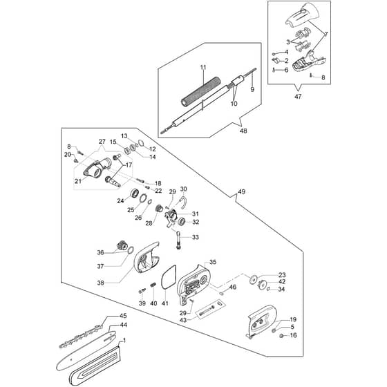 Pole pruner - Oleo-Mac Multi Function Tool Pole pruner Diagram