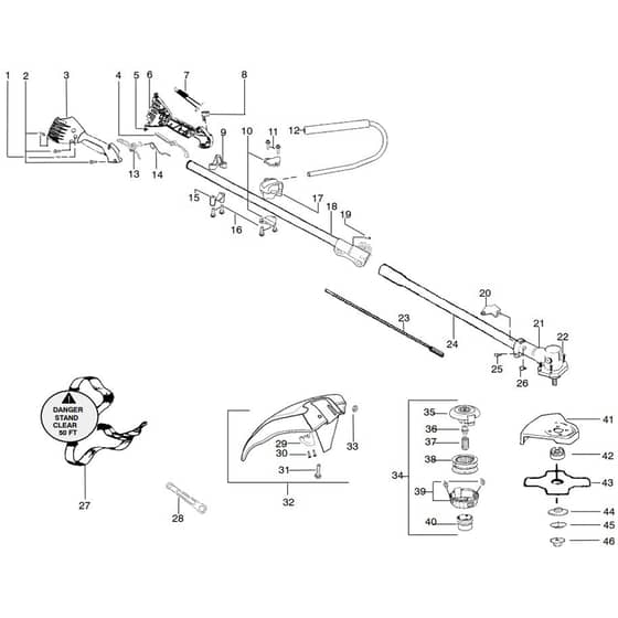 McCulloch PRO MAC 320 GT - 2009-04 - Shaft & Handle (1) Parts Diagram