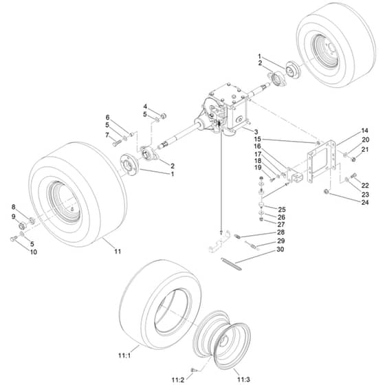 Toro ProLine 113cm - 31040 (323000000 - 323000100) Axle and Front Wheels
