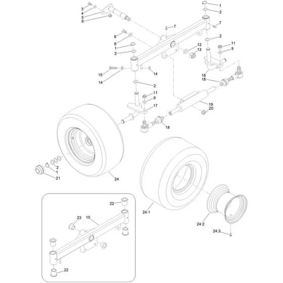 Toro ProLine 113cm - 31040 (324000167 - 324000174) Axle and Steering Rear