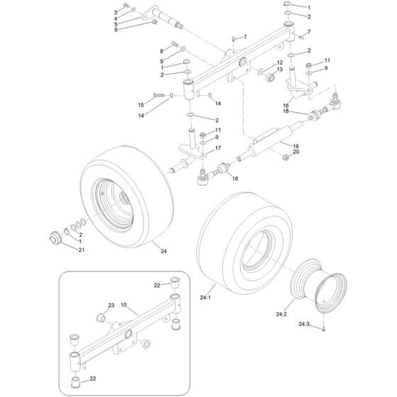 Toro ProLine 113cm - 31040 (324000285 - 999999999) Axle and Steering Rear