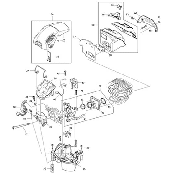 Makita PS-5105CX - Petrol Chain Saw - Power Tool 02 Diagram