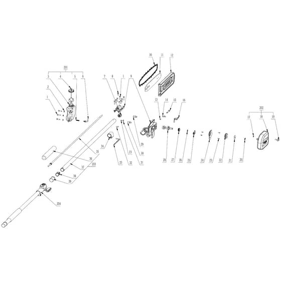 EGO PSA1000 - Pruner Attachment (Jan 2022) Main Assy Diagram