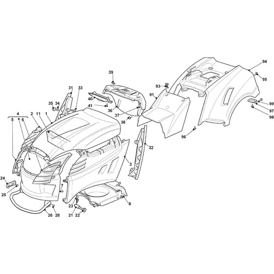 PTX 175 HD - 2020-2022 - 2T1740473/C20 - Castel Garden Ride On Mower Body Diagram