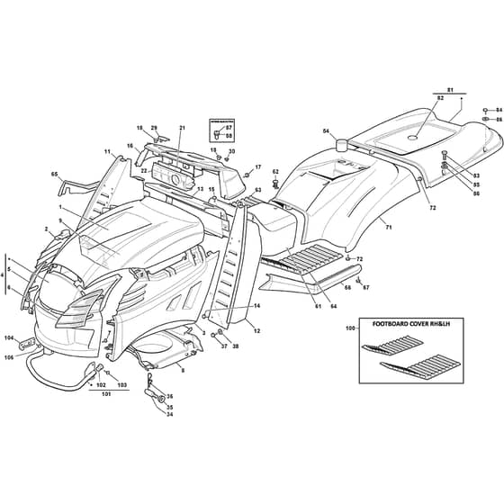 PTX 190 HD - 2021 - 2T1300473/C21 - Castel Garden Ride On Mower Body Diagram